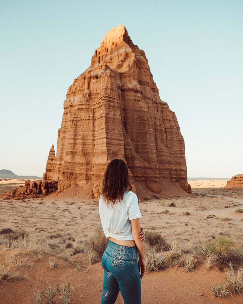 girl standing at Cathedral Valley road