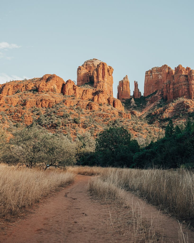view of the baldwin trail in sedona with a view of cathedral rock