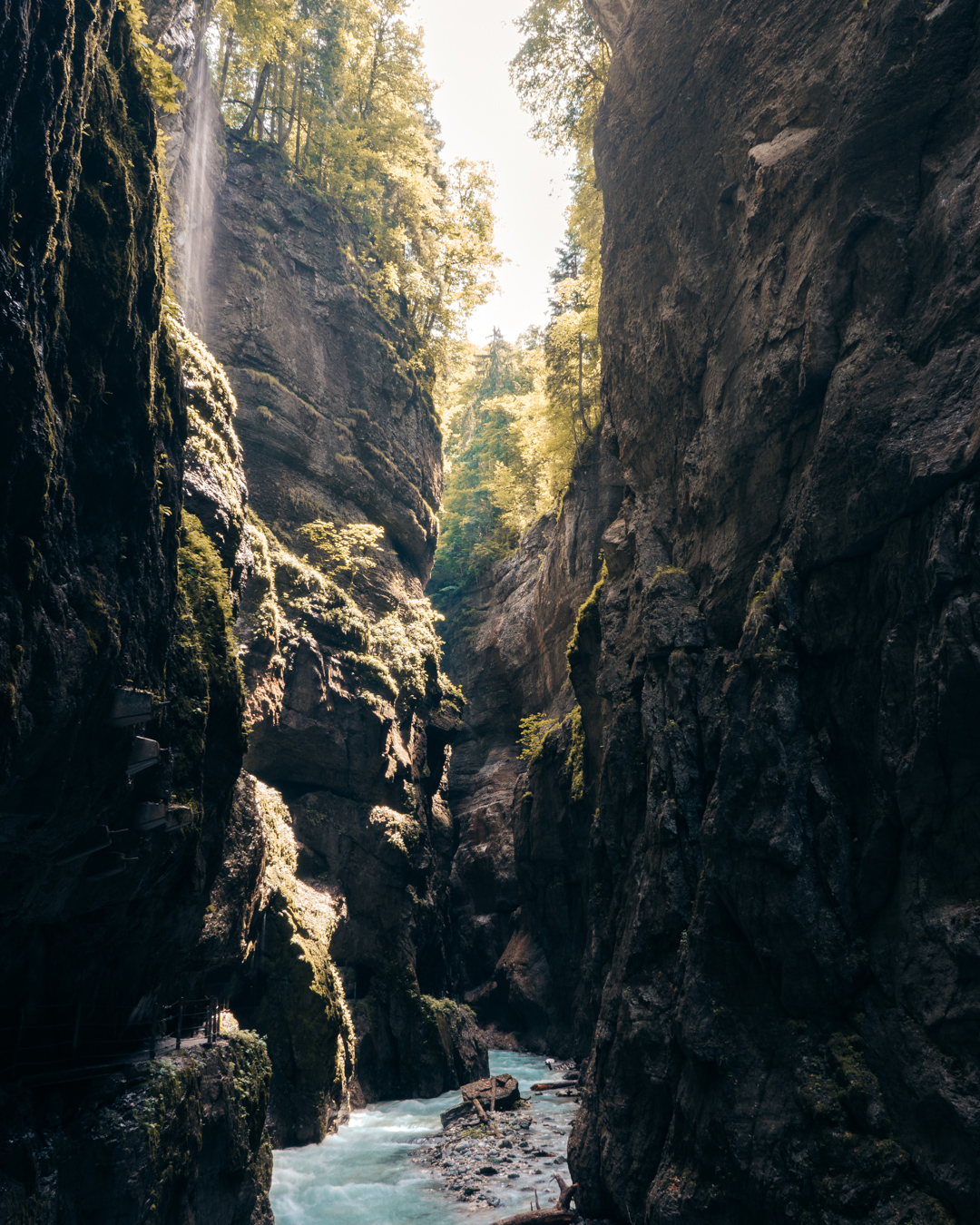 sunrise over Partnachklamm in Garmisch-Partenkirchen germany gorge