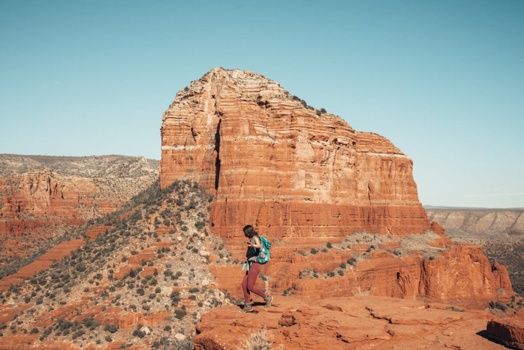 girl on the bell rock climb trail in sedona arizona
