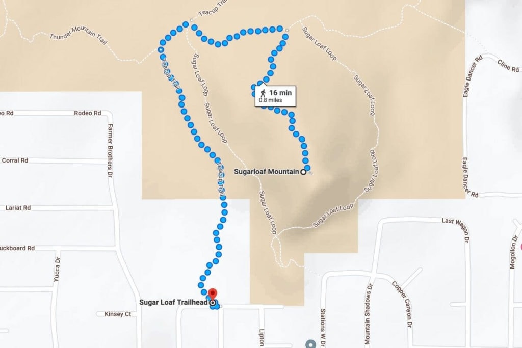 map of teacup trail to sugarloaf mountain sedona arizona