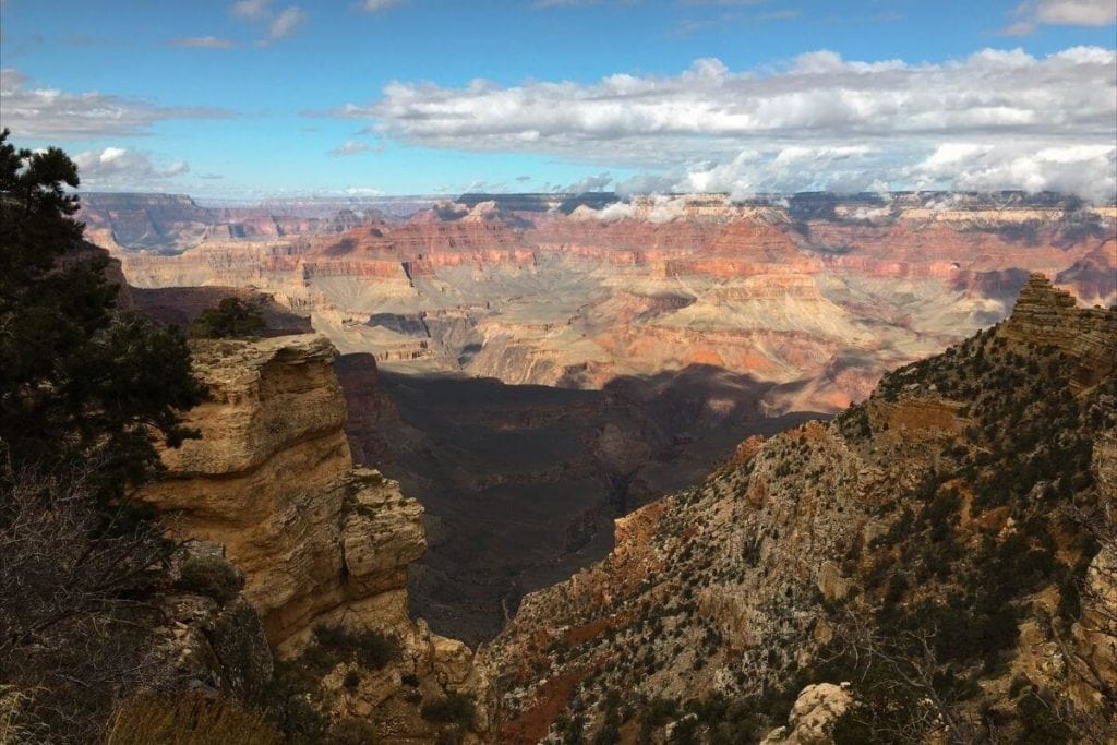 view of south Grand Canyon National Park from rim trail