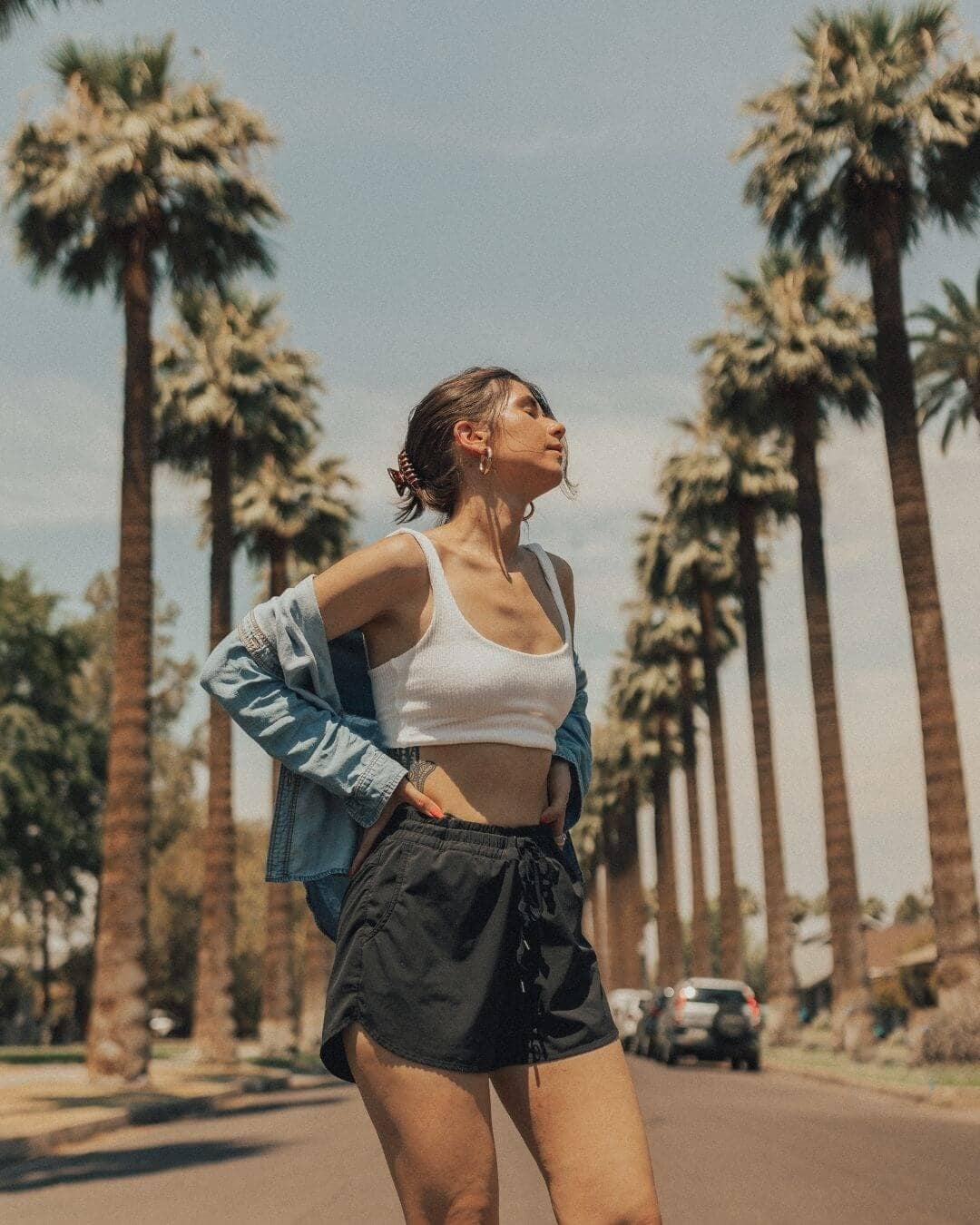 Girl standing on Portland Street in downtown Phoenix
