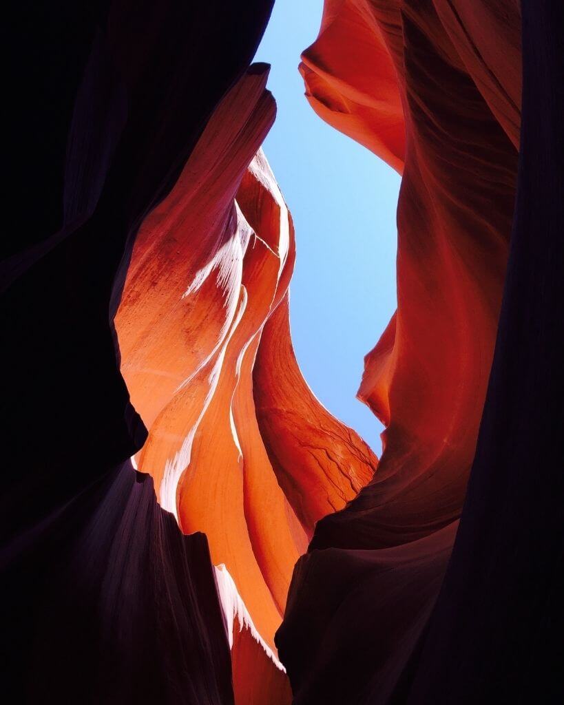 view of the colorful canyons in lower antelope canyon page arizona