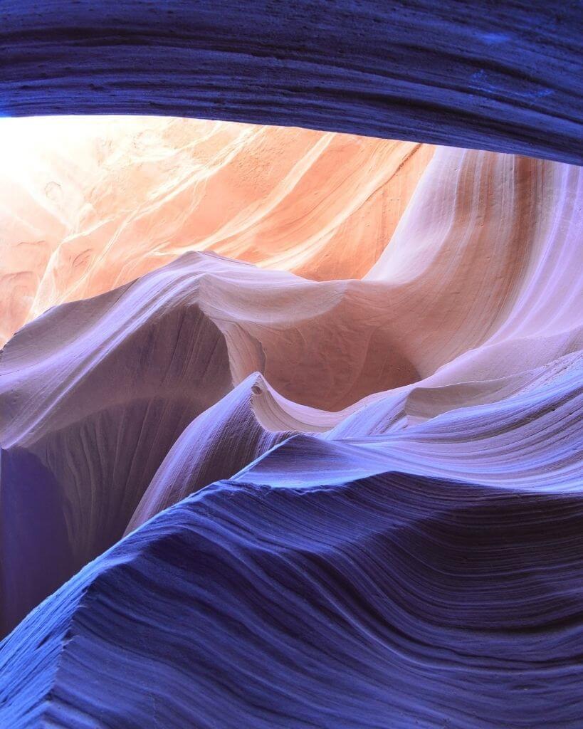 purple sandstone from inside the lower antelope canyon in arizona