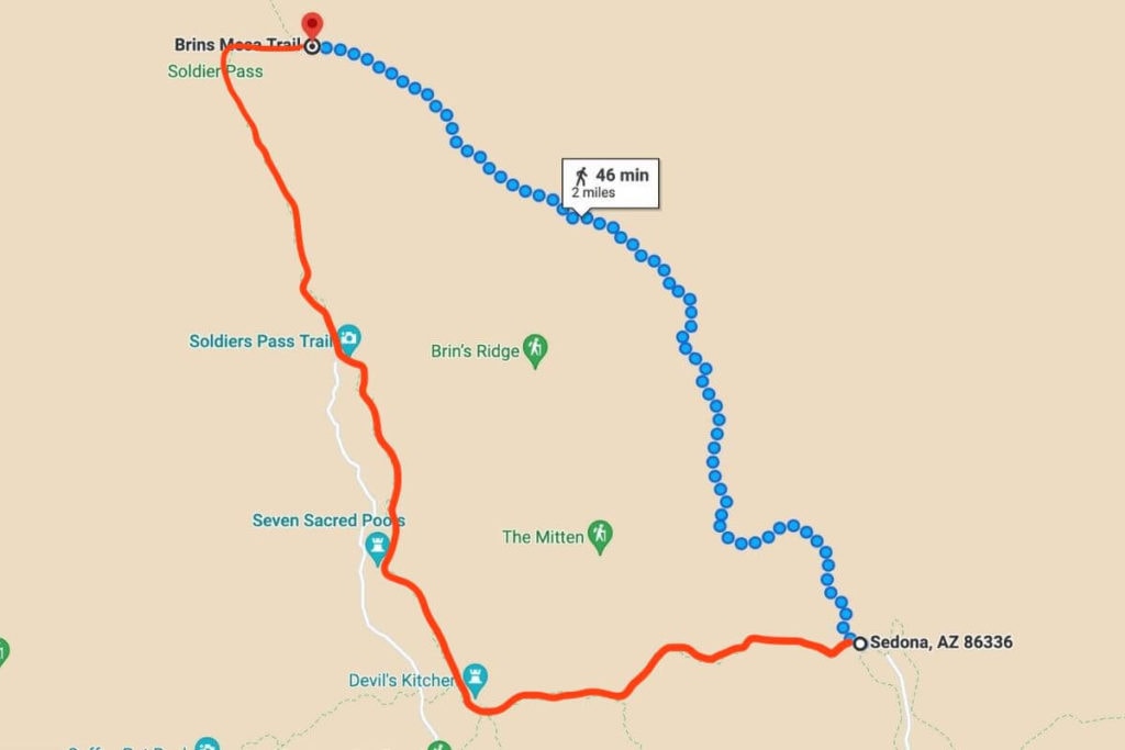 map of brins mesa loop in sedona arizona