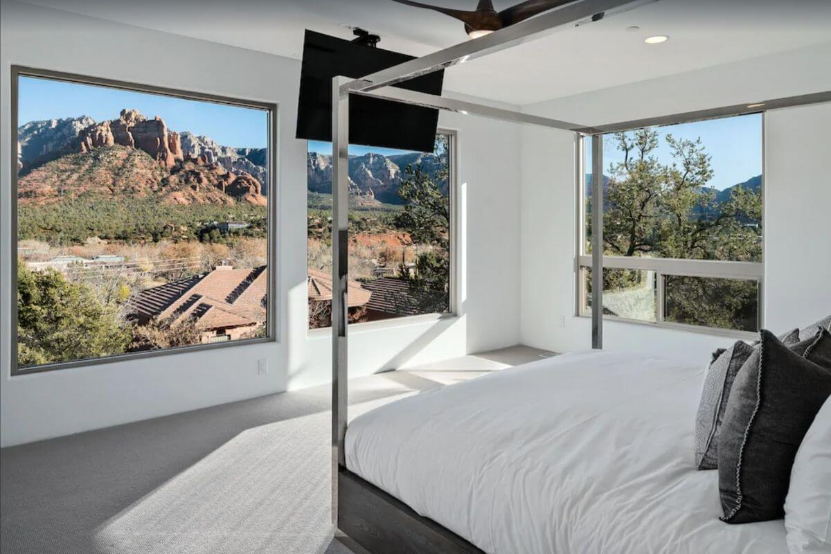 bedroom in luxury vacation home in sedona arizona