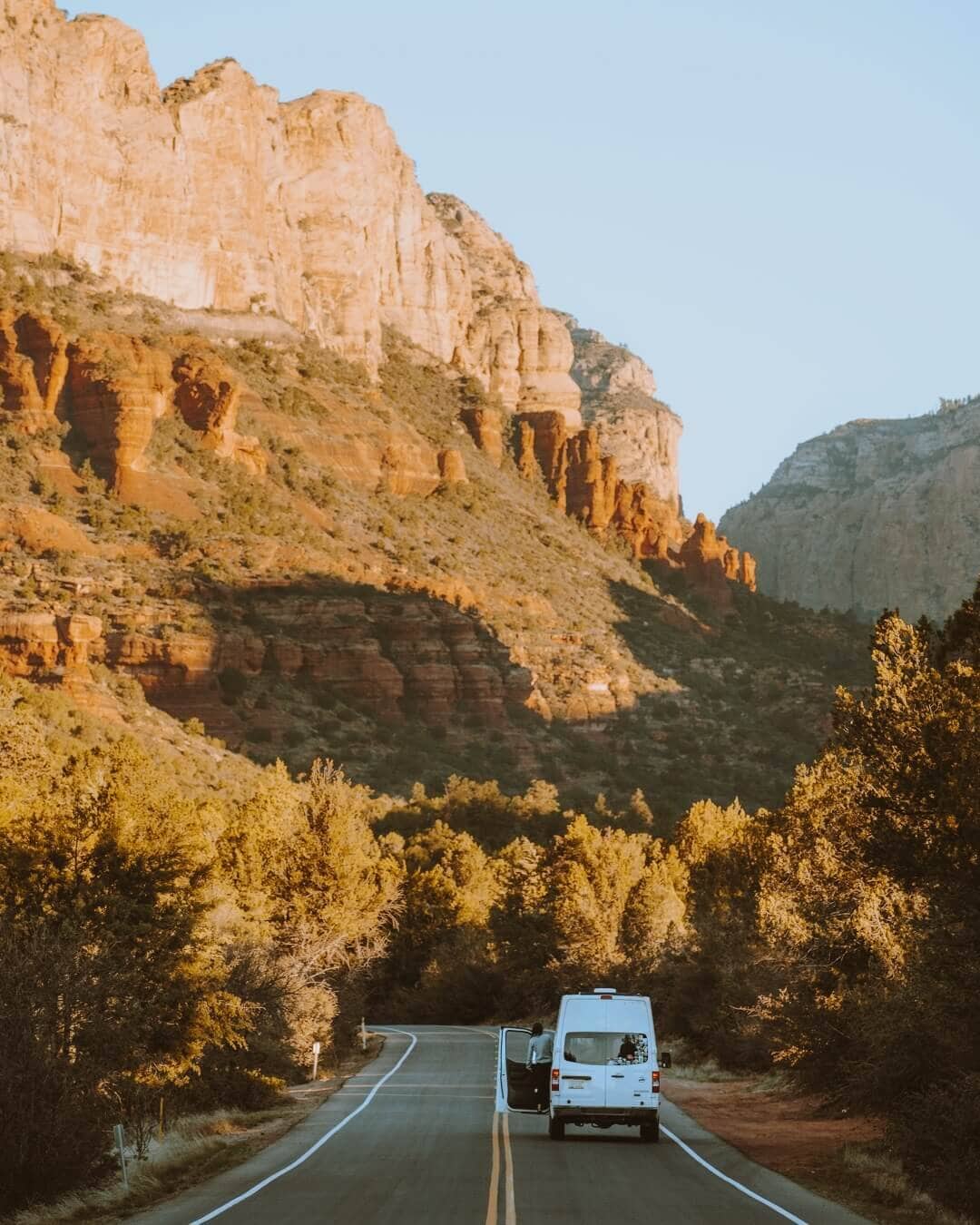 campervan on Boynton Pass Road sunrise sedona arizona