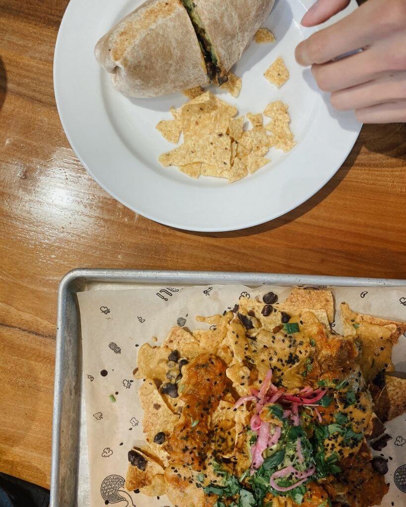 nachos and burrito from huriyali charleston sc