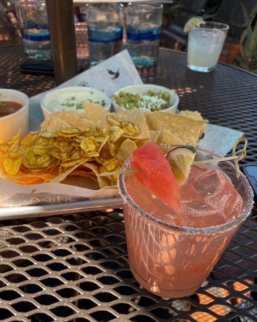 watermelon marg and dip trio from diego pops in old town scottsdale