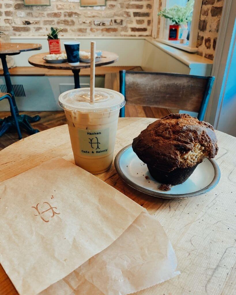coffee and a muffin from harken cafe charleston