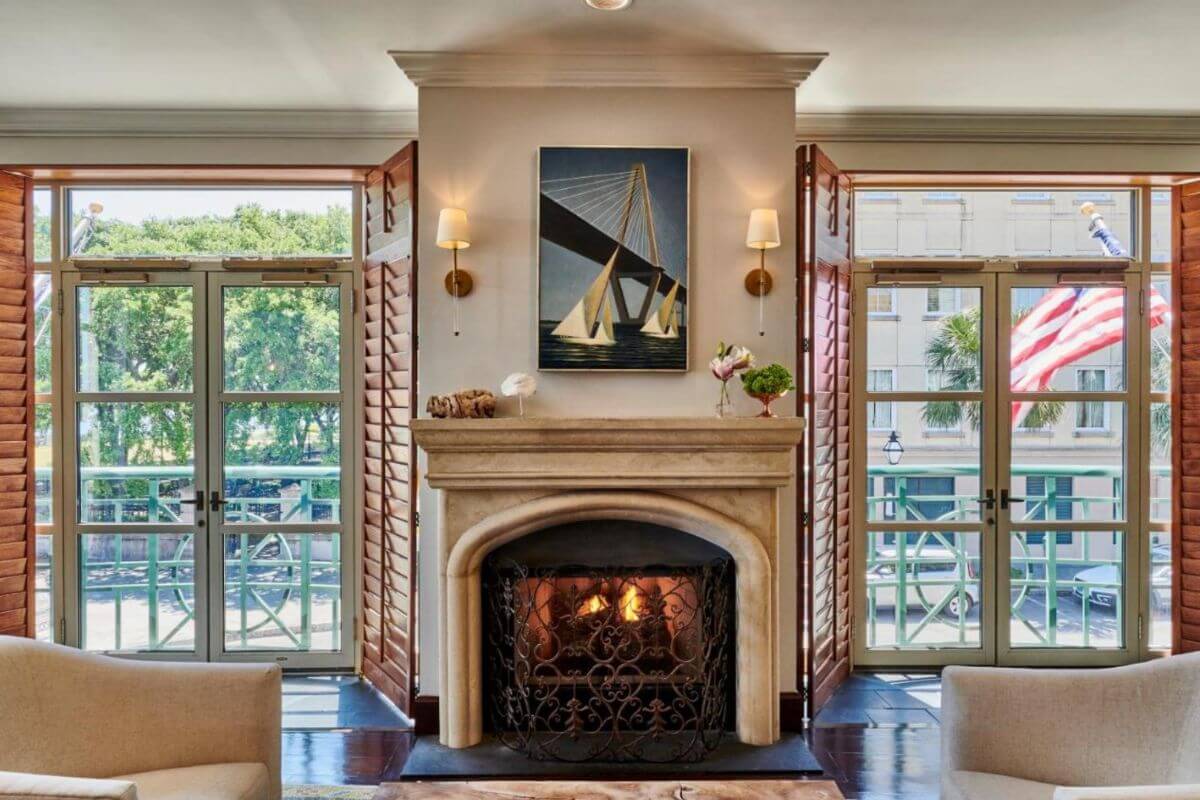 view of a romantic looking fireplace in the harbourview inn