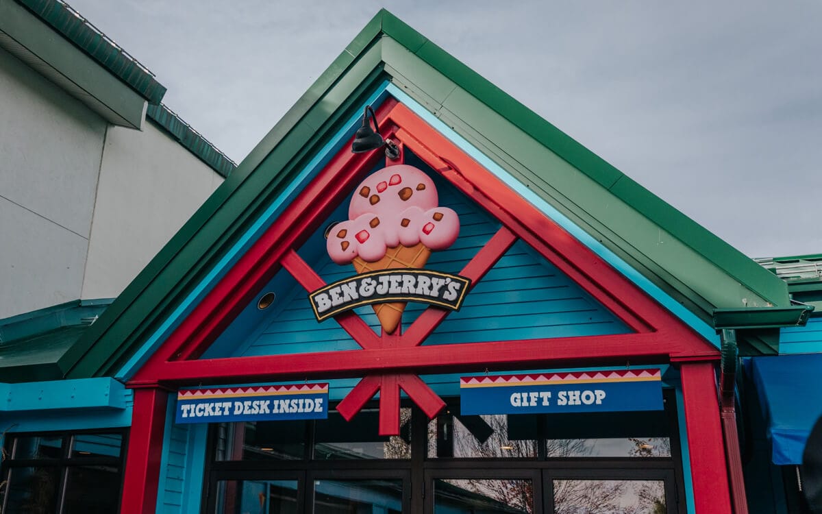 view of the ben and jerrys gift shop in stowe vermont