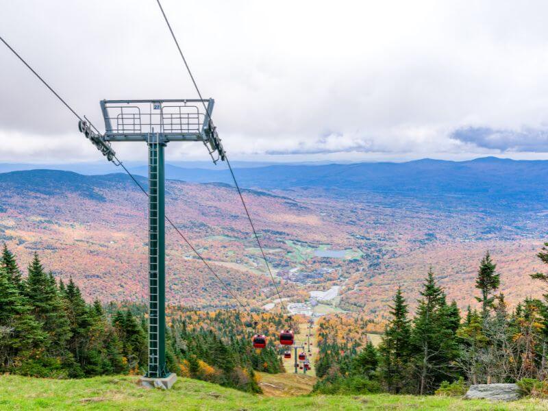 cloudy day over the stowe gondola during fall