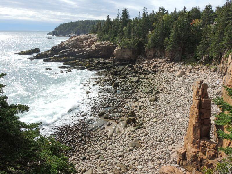 view of ocean path midday in acadia national park maine