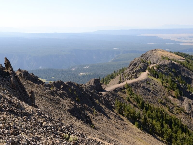 view of a sunny day over mount washburn hike in yellowstone national park