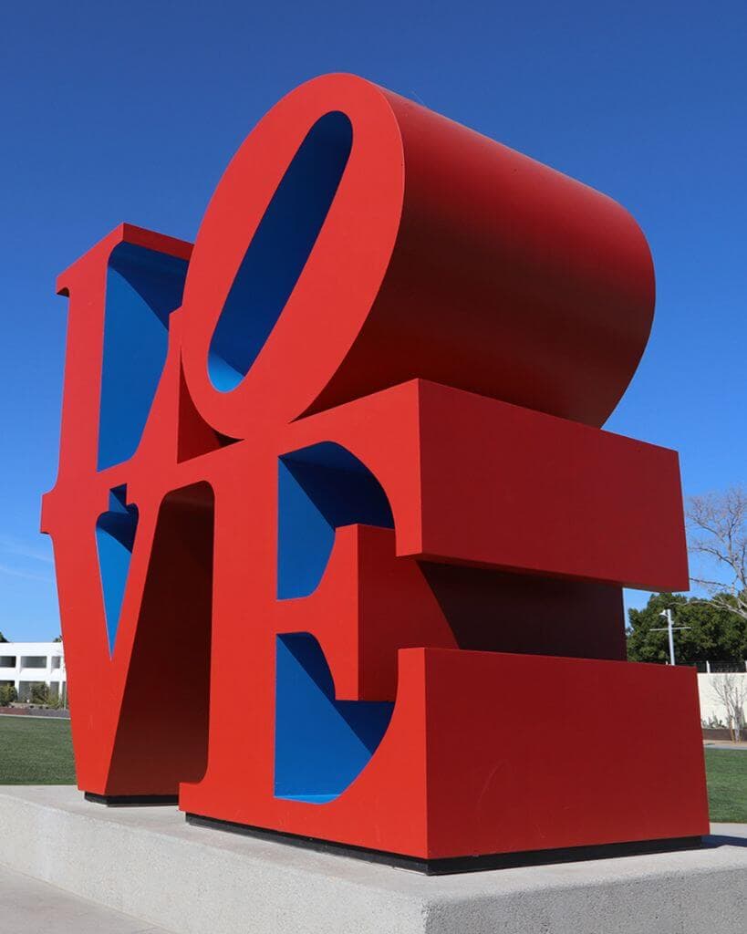 red LOVE sign outside the Scottsdale Museum Of Contemporary Art