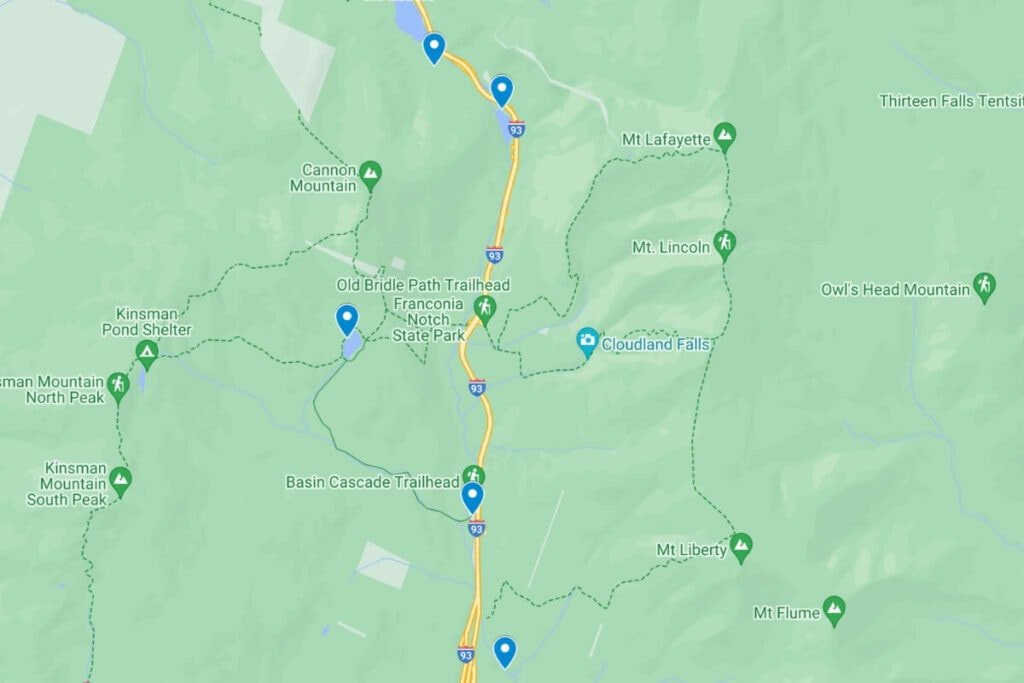 map of the best things to do in franconia notch state park