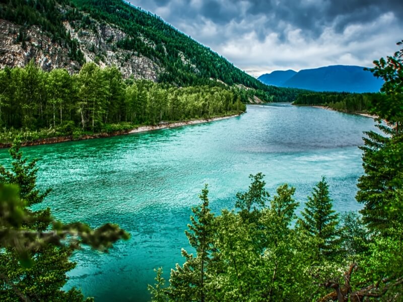 turquoise water flowing through Flathead National Forest montana