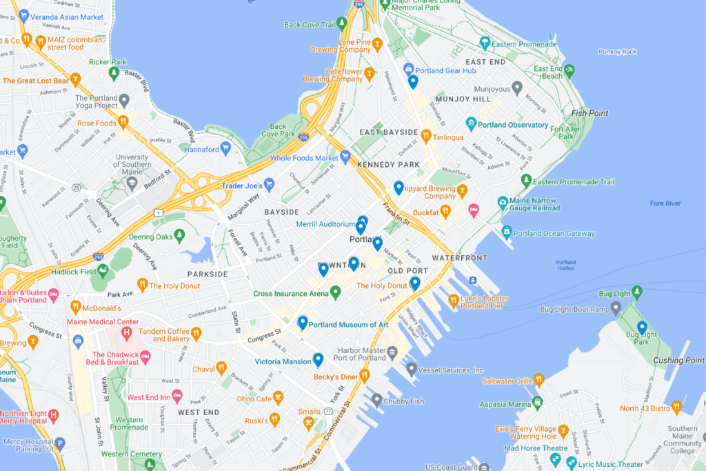 map of a portland maine day trip