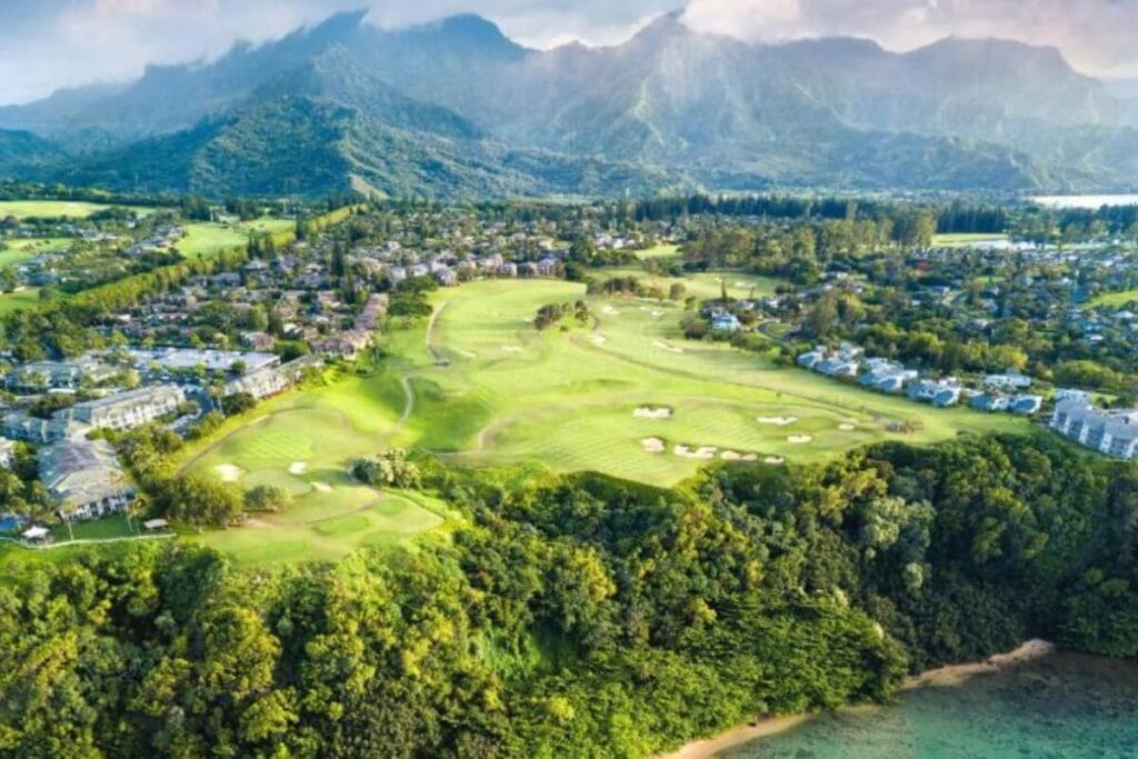 The Cliffs at Princeville from an aerial view