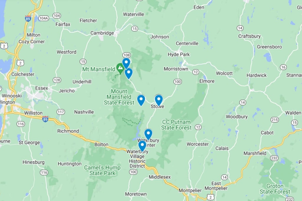 fall weekend in vermont map