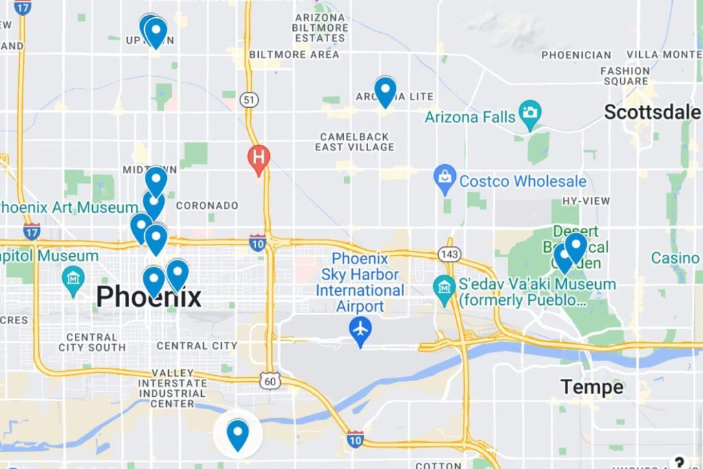 a day in downtown phoenix map