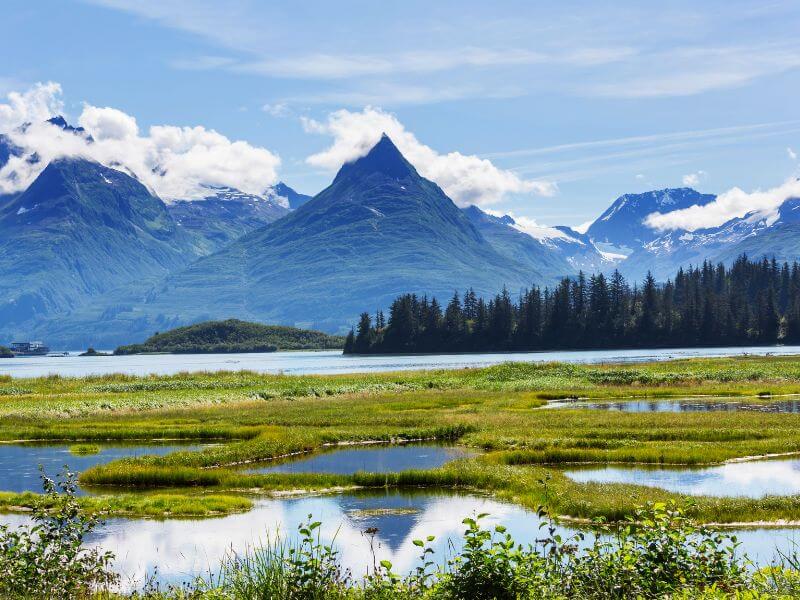 beautiful view of lake and mountain at gates of the arctic national park alaska