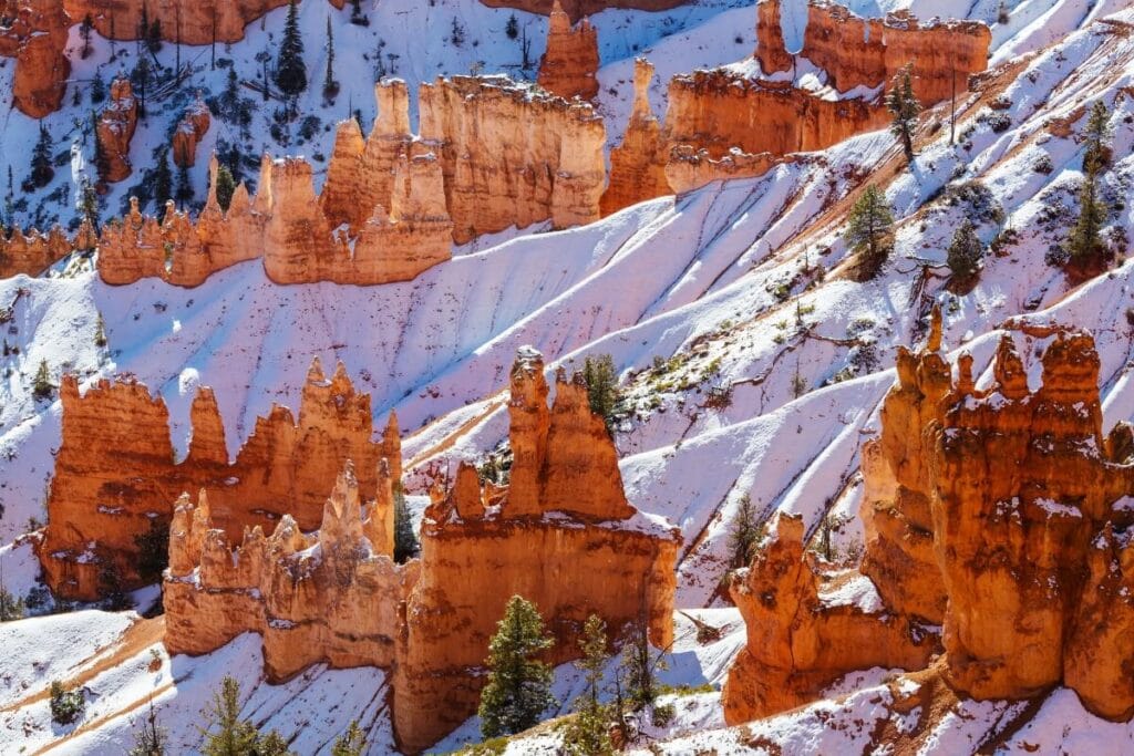 bryce national park utah covered in winter snow