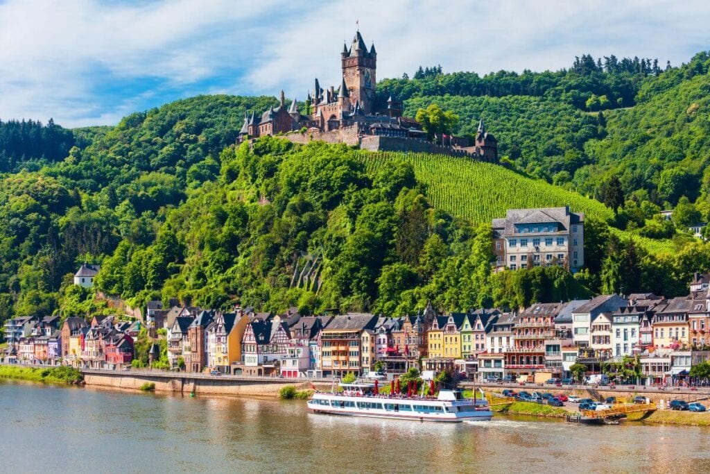 Beautiful view of Cochem Castle and the river