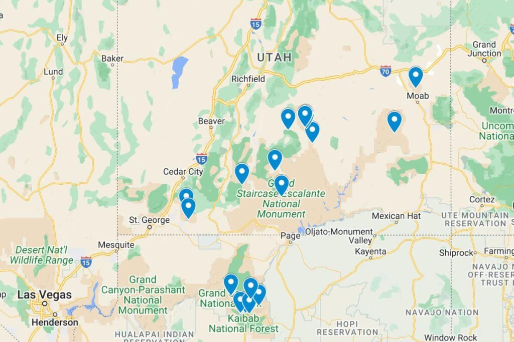 Utah Mighty 5 Itinerary Map