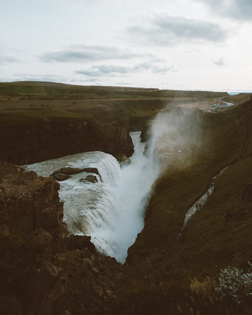 cloudy day over gullfoss iceland