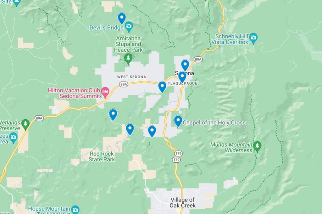 one day in sedona map