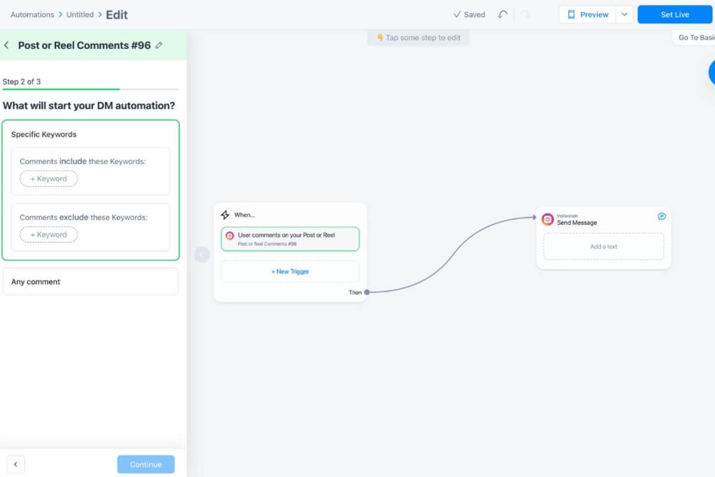 automation for ig comment to DM