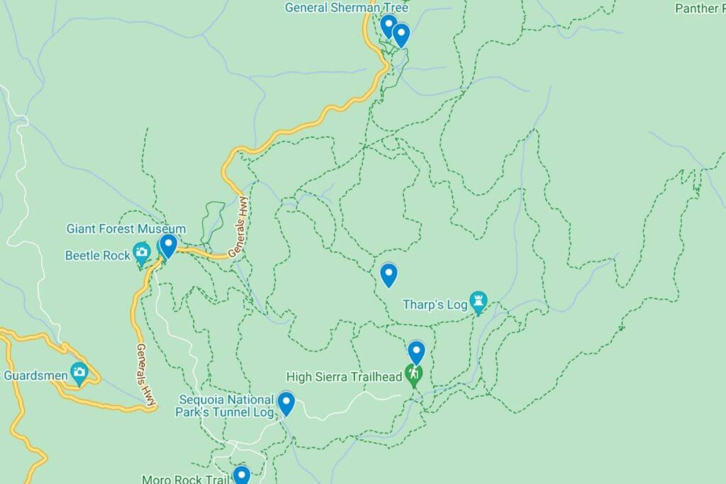things to do in sequoia national park map