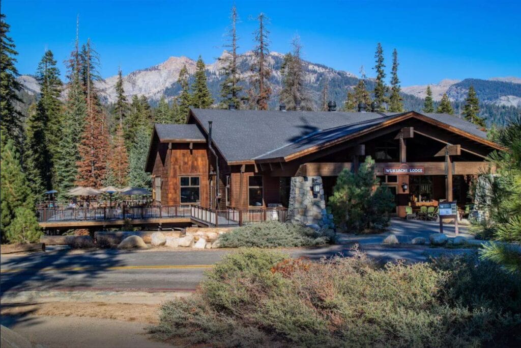 beautiful view of wuksachi lodge sequoia with mountain backdrop