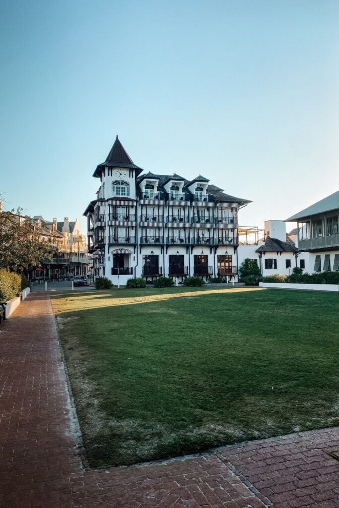 view of a green area in front of the pearl in rosemary beach