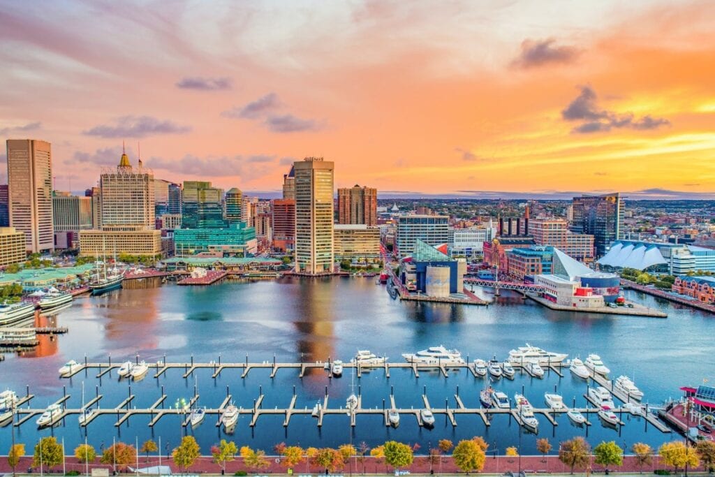 sunset over a beautiful beach town in the usa ocean city maryland