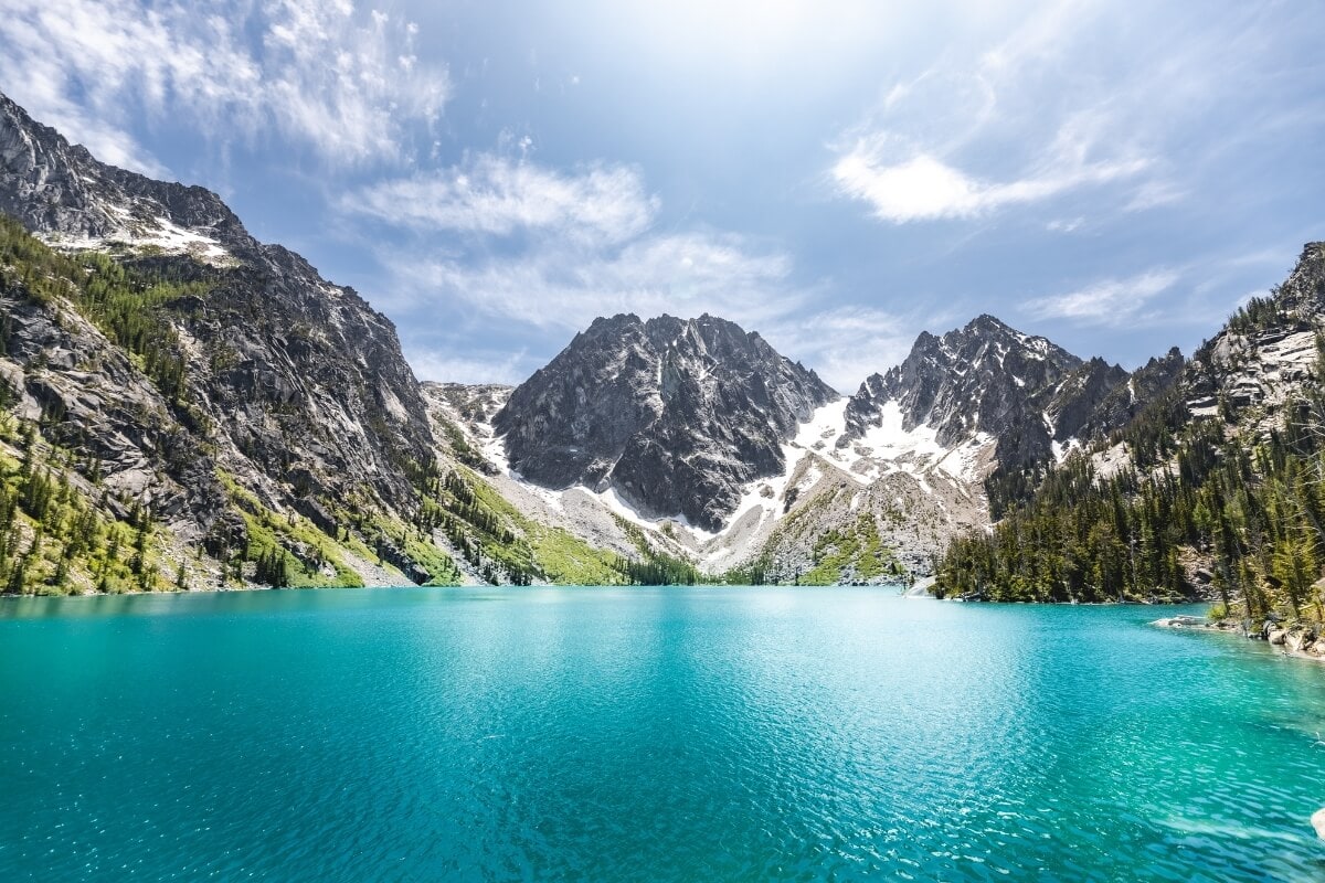 bright blue waters along colchuck lake washington