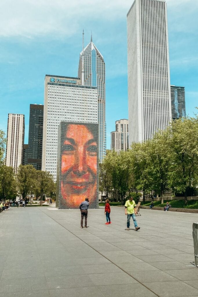 view of crown fountain chicago