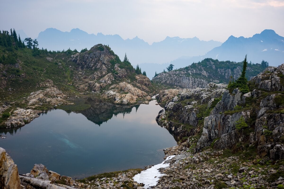 cloudy day over gothic basin in washington