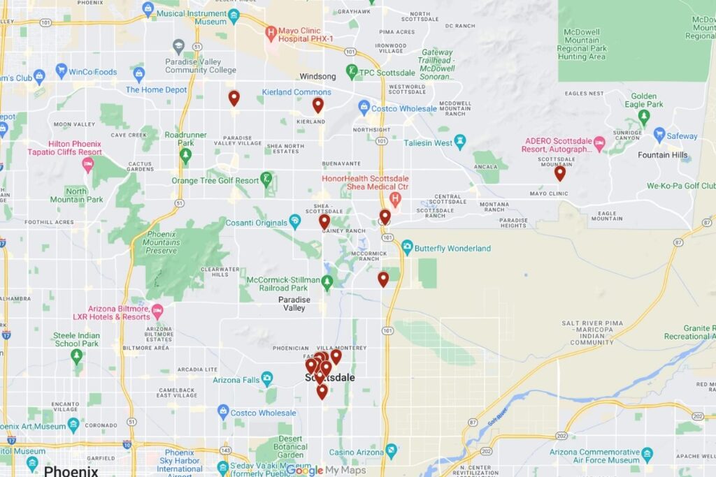 map of the best italian restaurants in scottsdale