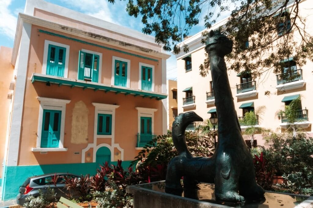 sunny day over plaza de la catedral old san juan puerto rico