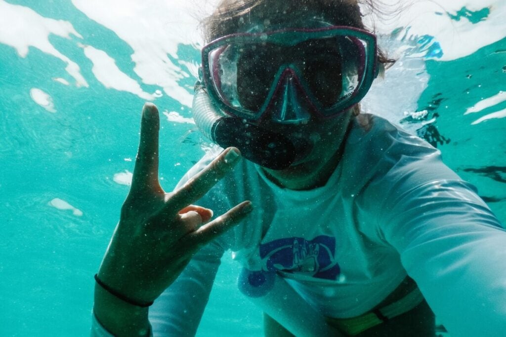 girl snorkeling in Puerto Rico