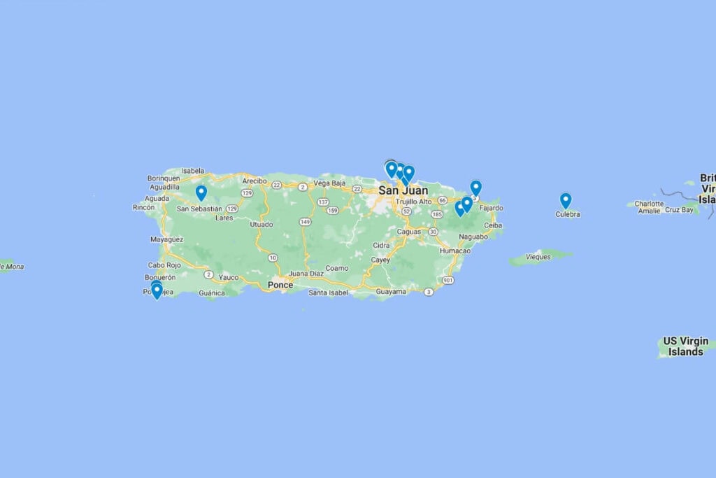 map of the most instagrammable places in puerto rico