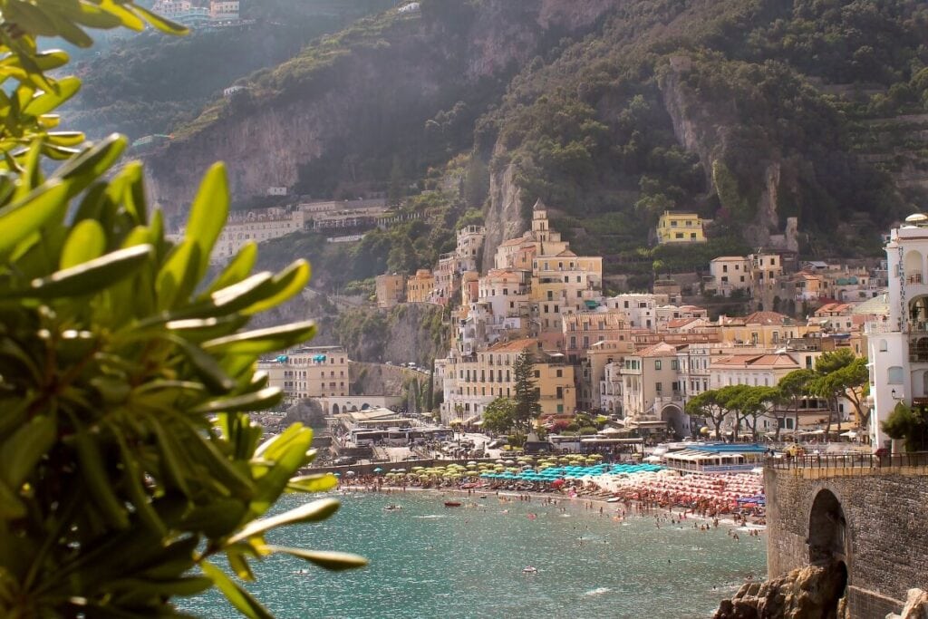 sunny day over the beautiful amalfi coast in italy