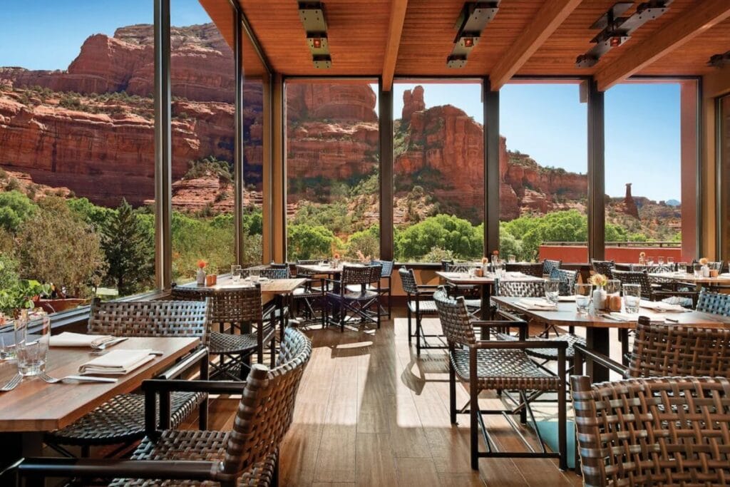 beautiful floor to ceiling windows in enchantment resort sedona