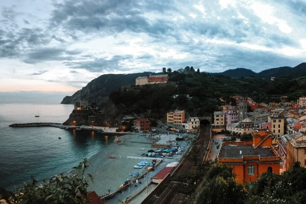 early morning on the beach along monterosso al mare cinque terre