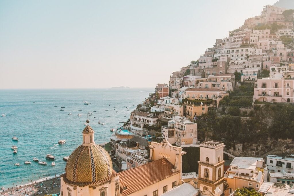 bright sunny day over positano italy