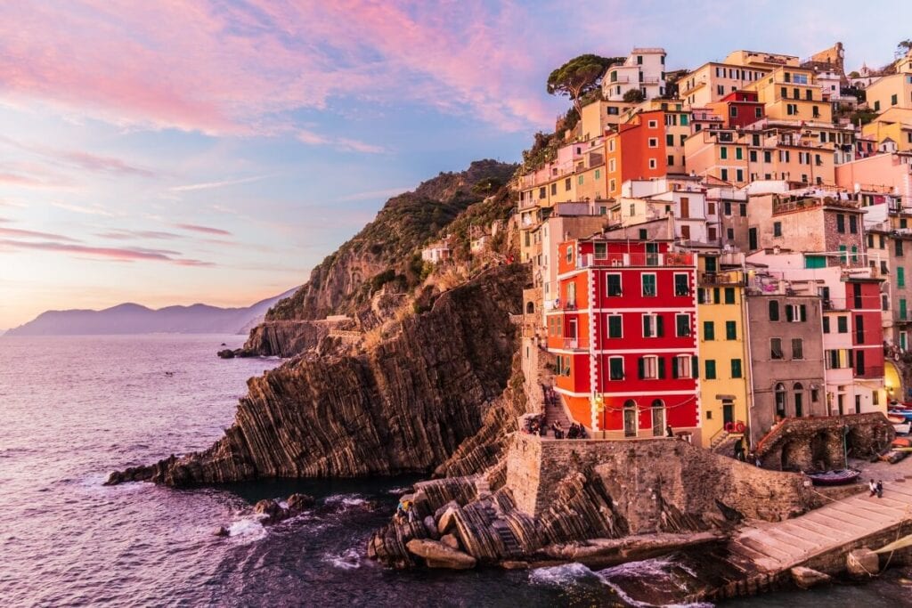 sunset over riomaggiore italy